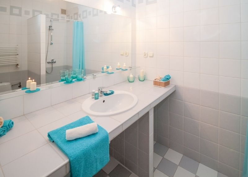 Recently renovated bathroom with new tiling