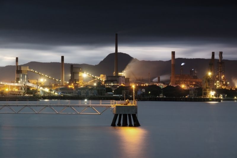 Night picture of the Port of Port Kembla, South Wollongong, NSW